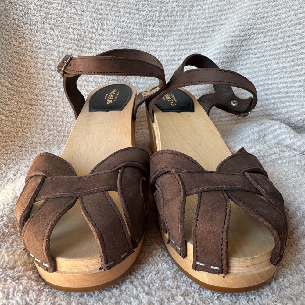 Swedish Hasbeens Brown Leather Mules - Picture 3 of 6